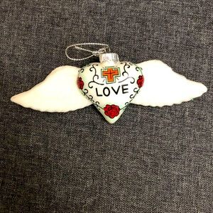 Hand blown Christmas ornament with velvet bag
